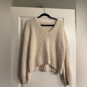 Altar'd State Sydney Popcorn Pullover, Cream, Size L sweater